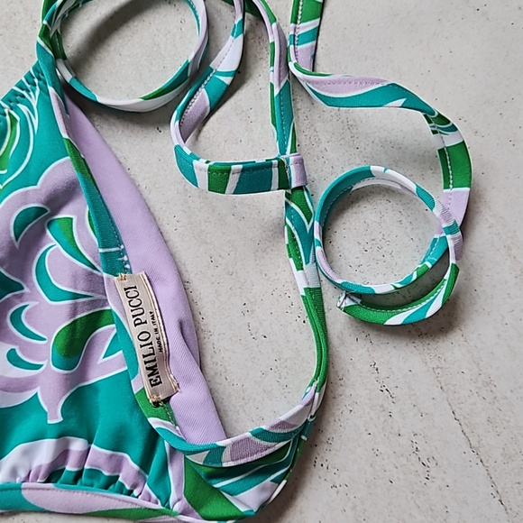 Emilio Pucci Albizia Print Bikini Triangle Top Foldover Bottoms [size 40] - Picture 9 of 10